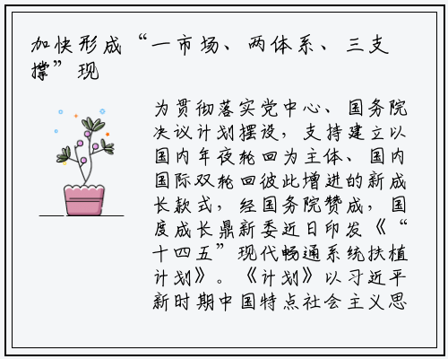 加快形成“一市场、两体系、三支撑”现代流通发展架构――国家发展改革委印发《“十四五”现代流通体系建设规划》_PG电子官方网站